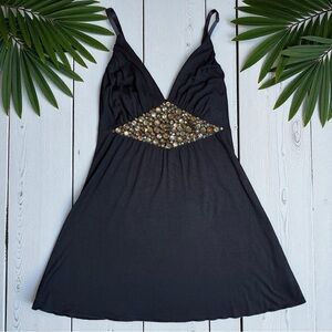 Guess Jeans Y2K Rhinestone Embellished Black Camisole Tank Top